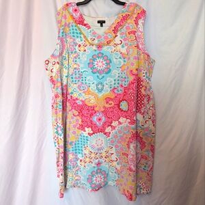 Talbots pastel blue pink yellow pattern plus size dress